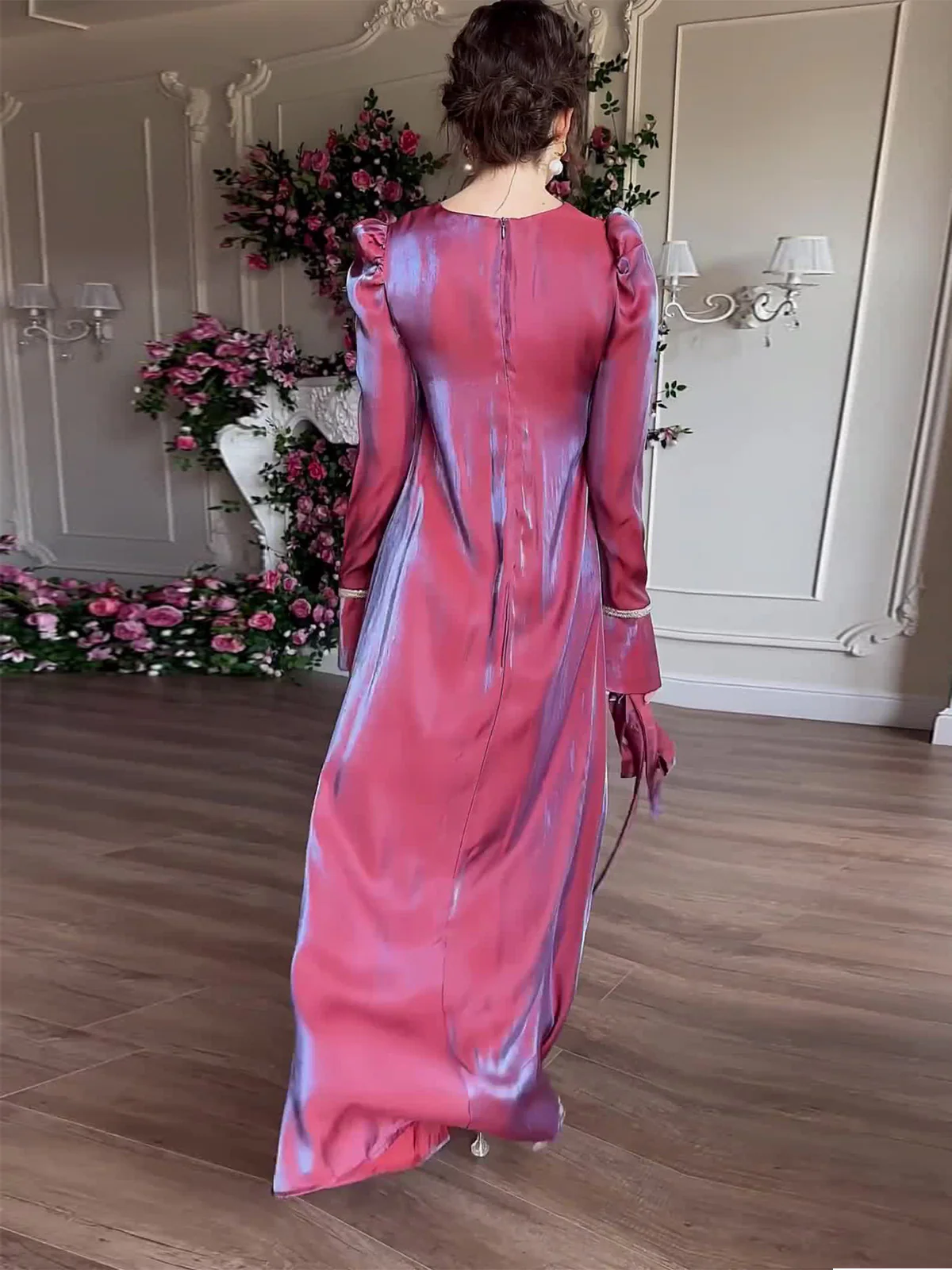 Shimmering Glazed Satin Dress - Image 3
