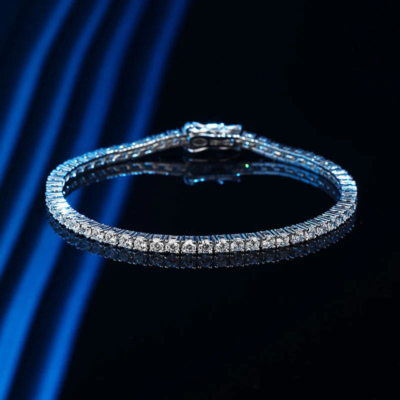 Shimmering Sterling Silver 2.5MM Moissanite Eternity Tennis Bracelet - Image 2