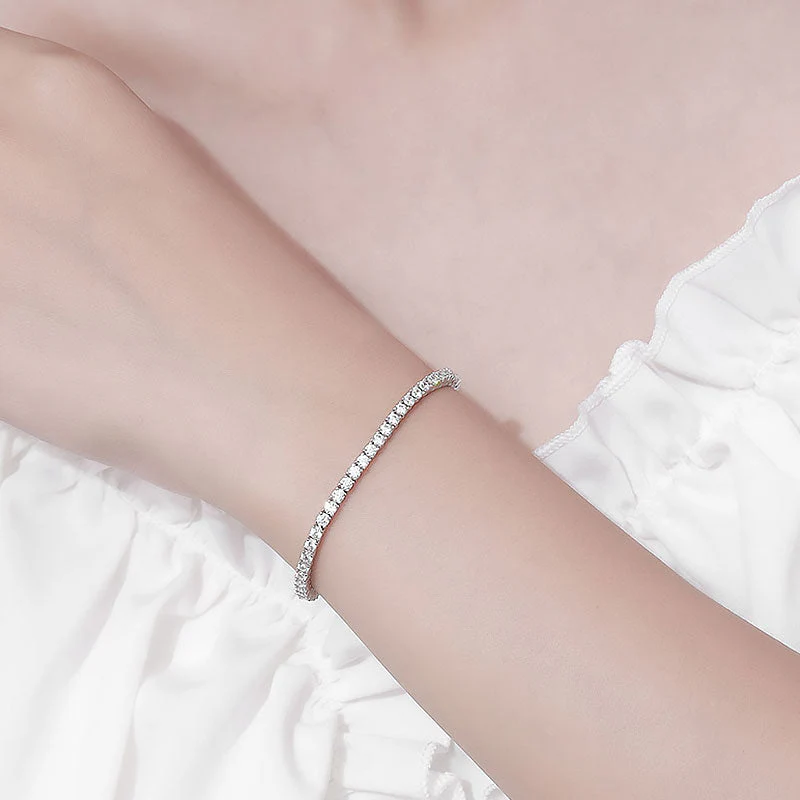 Shimmering Sterling Silver 2.5MM Moissanite Eternity Tennis Bracelet - Image 4