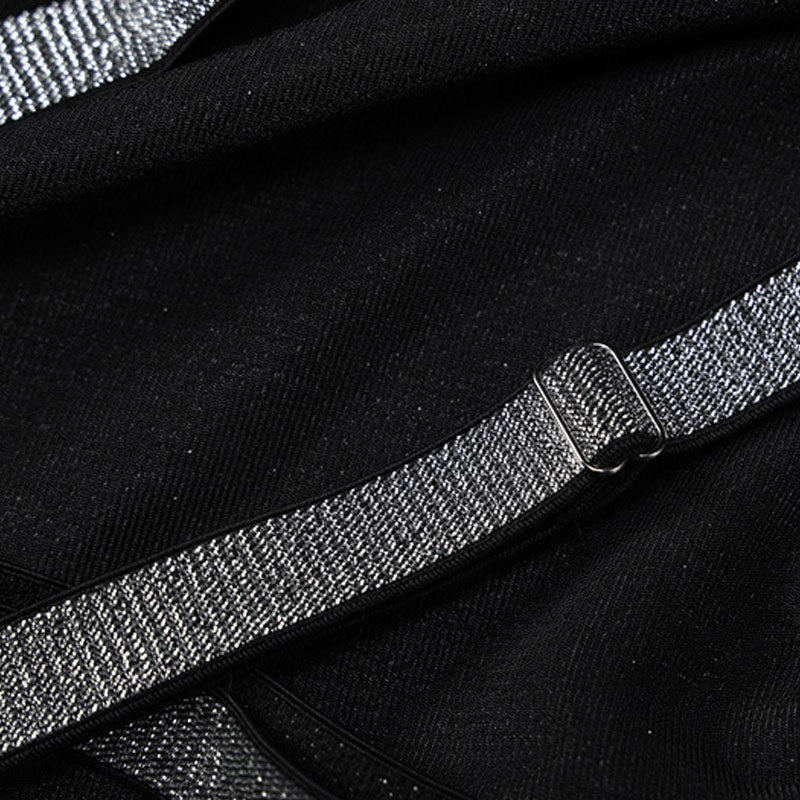 Shimmery Backless Crisscross Trim Bodycon Party Maxi Dress - Black - Image 3