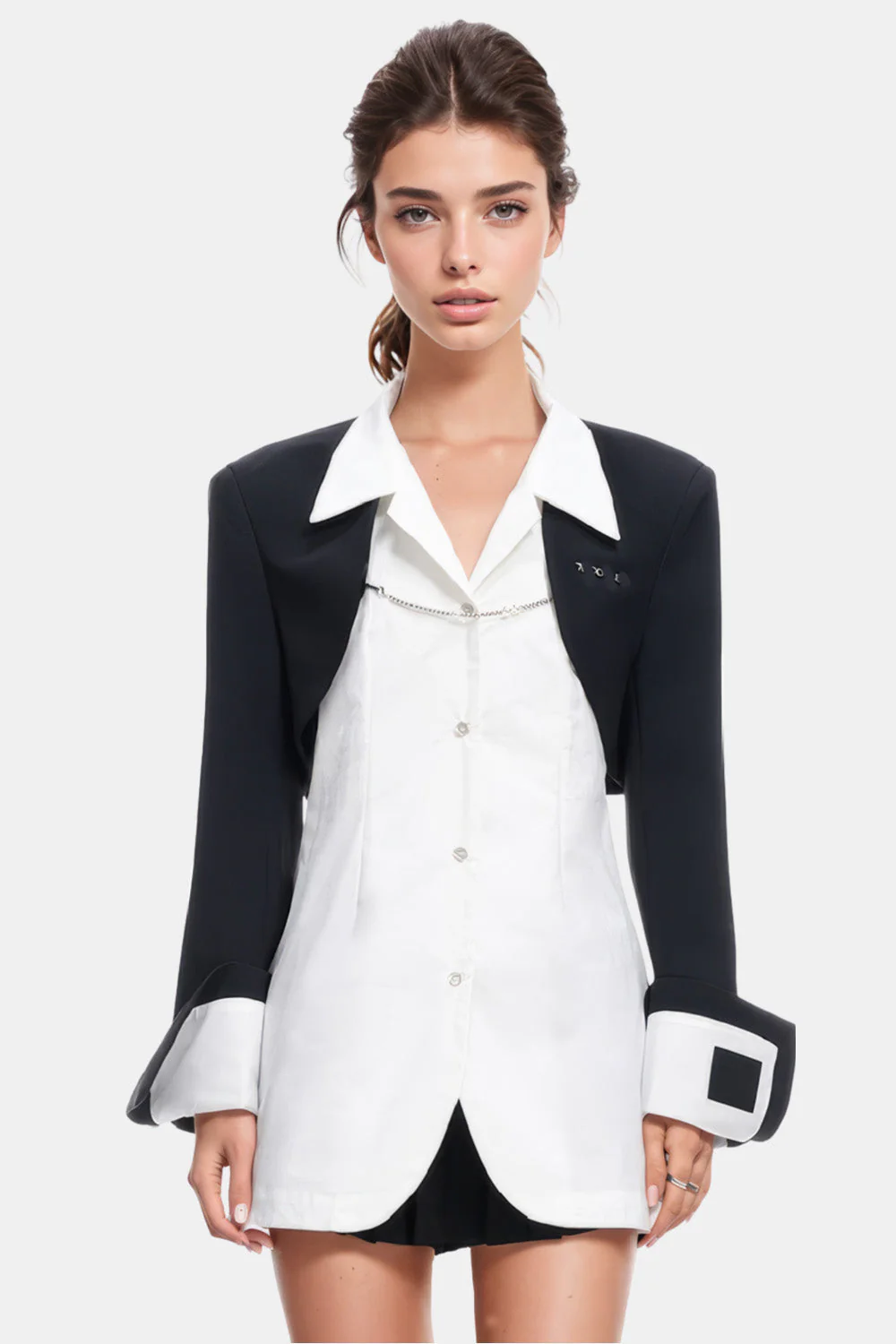 Shirt and Bolero 2-Piece Set - White - Image 2