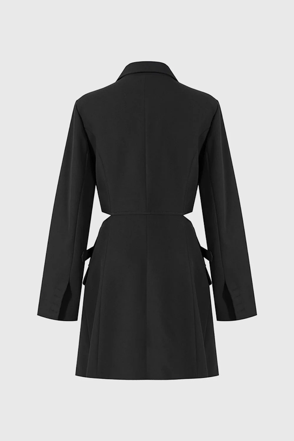 Short Blazer Dress with Belts - Black - Image 2