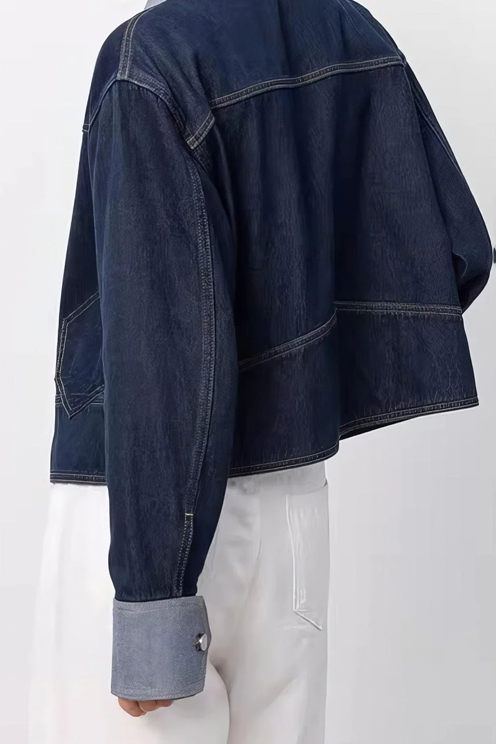 Short Denim Jacket - Dark Blue - Image 3