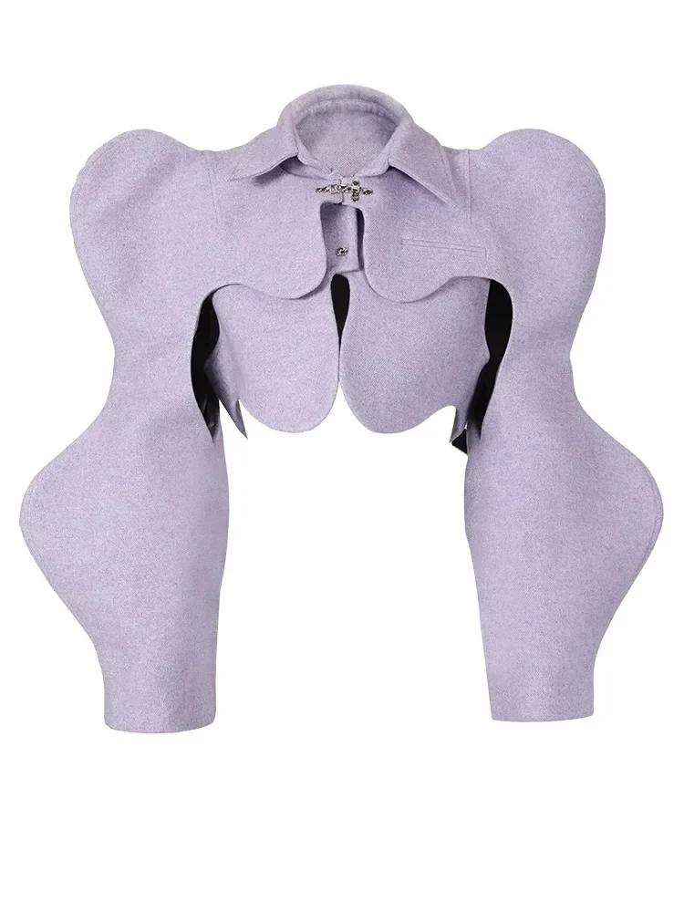 SHORT PURPLE 2 PIECE Jacket with PUFF SleeveS - Image 3