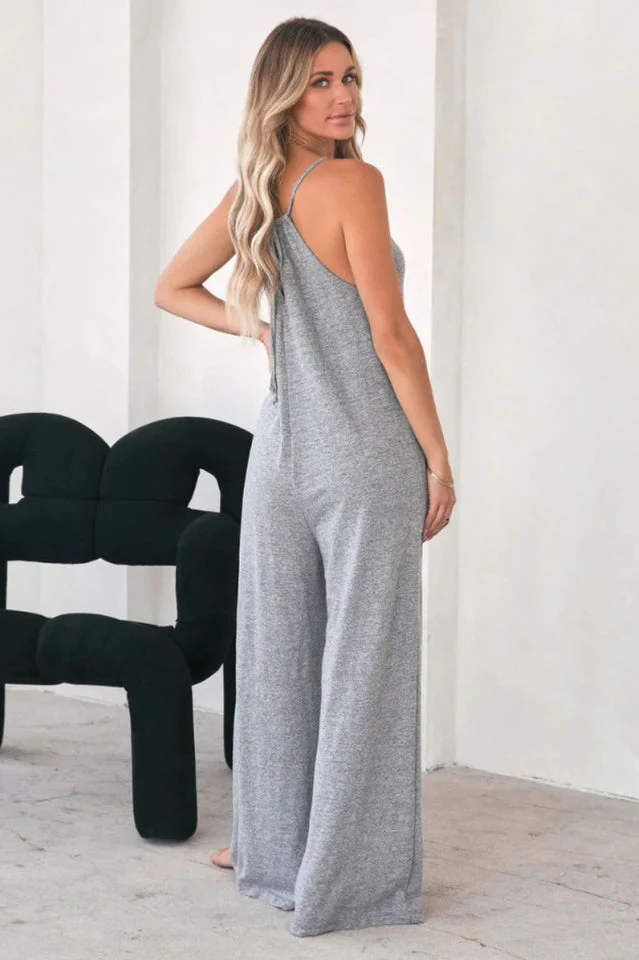 Side Pockets Spaghetti Strap Wide Leg Jumpsuit - Image 2