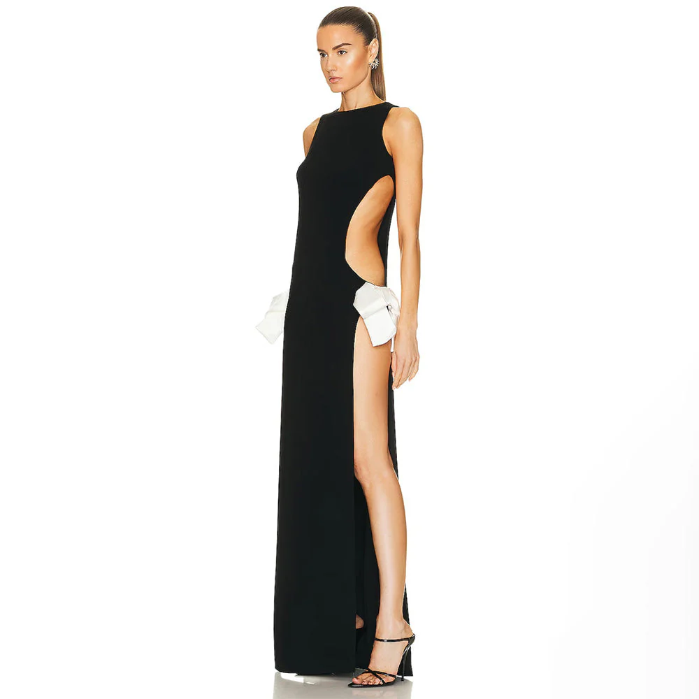 TOMOKO DOUBLE SIDE SLIT BOWS MAXI Dress - Image 2