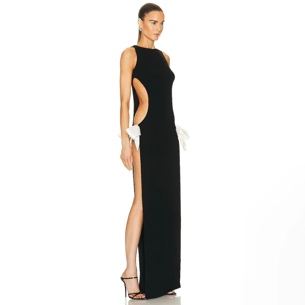 TOMOKO DOUBLE SIDE SLIT BOWS MAXI Dress - Image 4