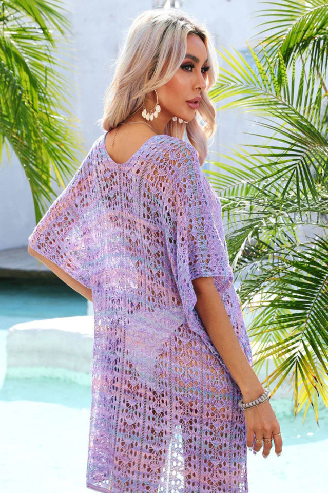 Side Slit Plunge Openwork Cover-Up - Image 24