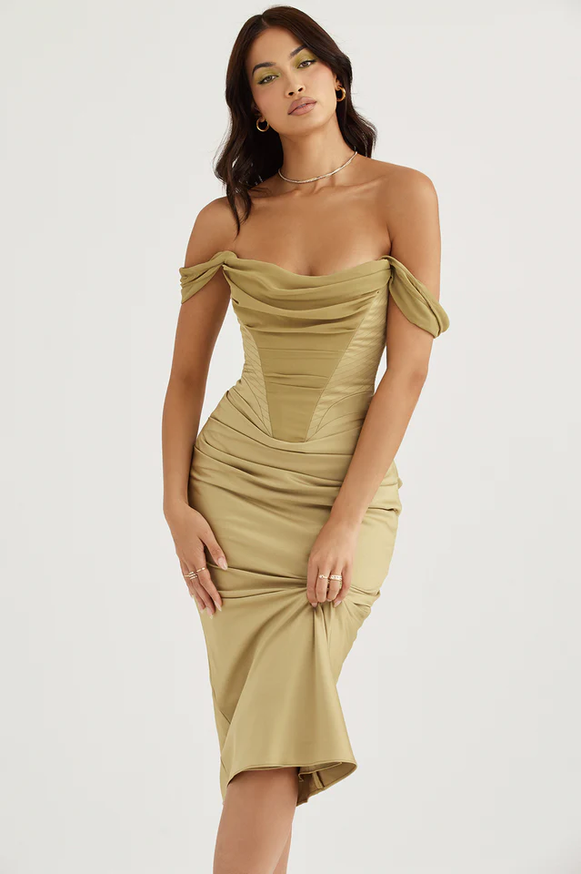 Silk-Satin Tunic Midi Dress - Image 3