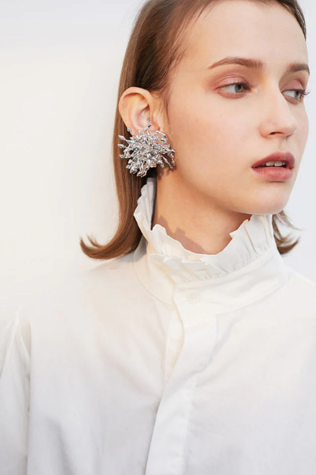 Silver Flower Earrings - Image 2