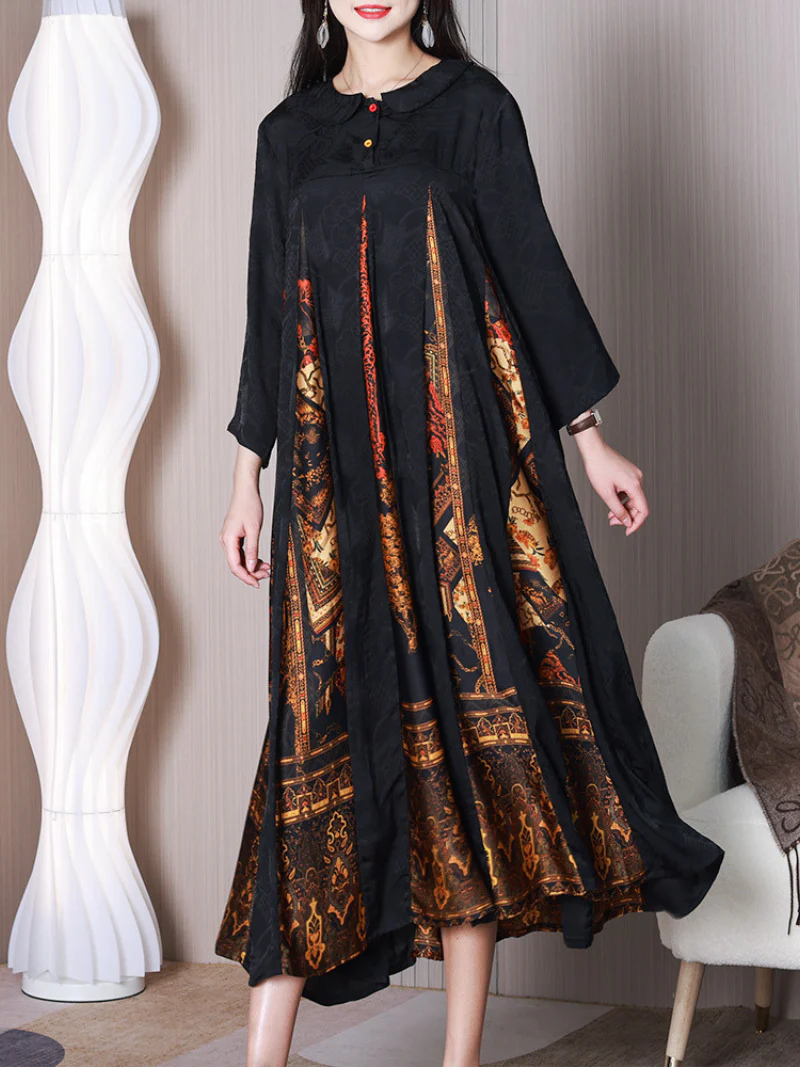 Simple But Elegant Silk Loose A-line Dress - Image 3