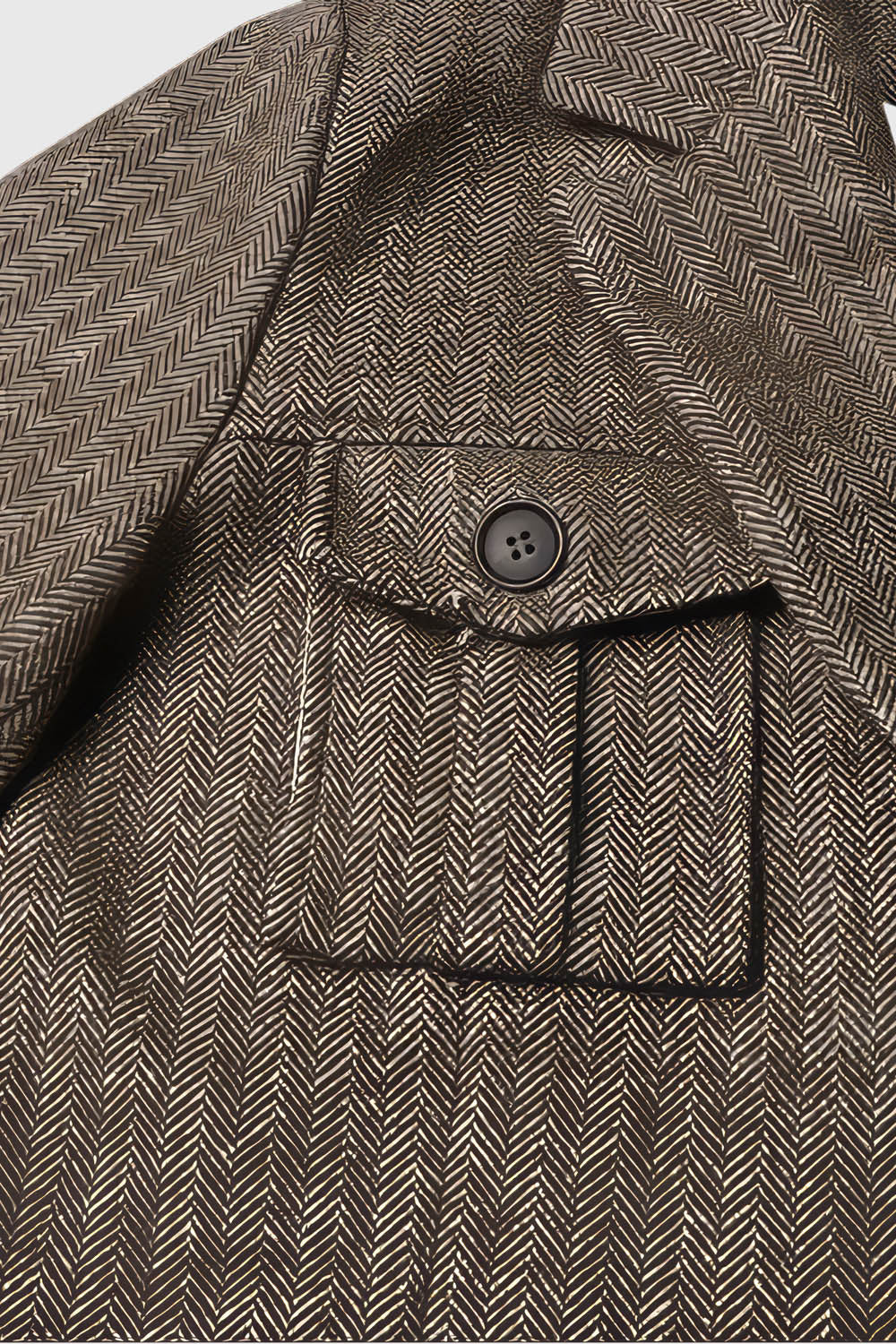 Single Breasted Blazer with Belt - Brown - Image 3