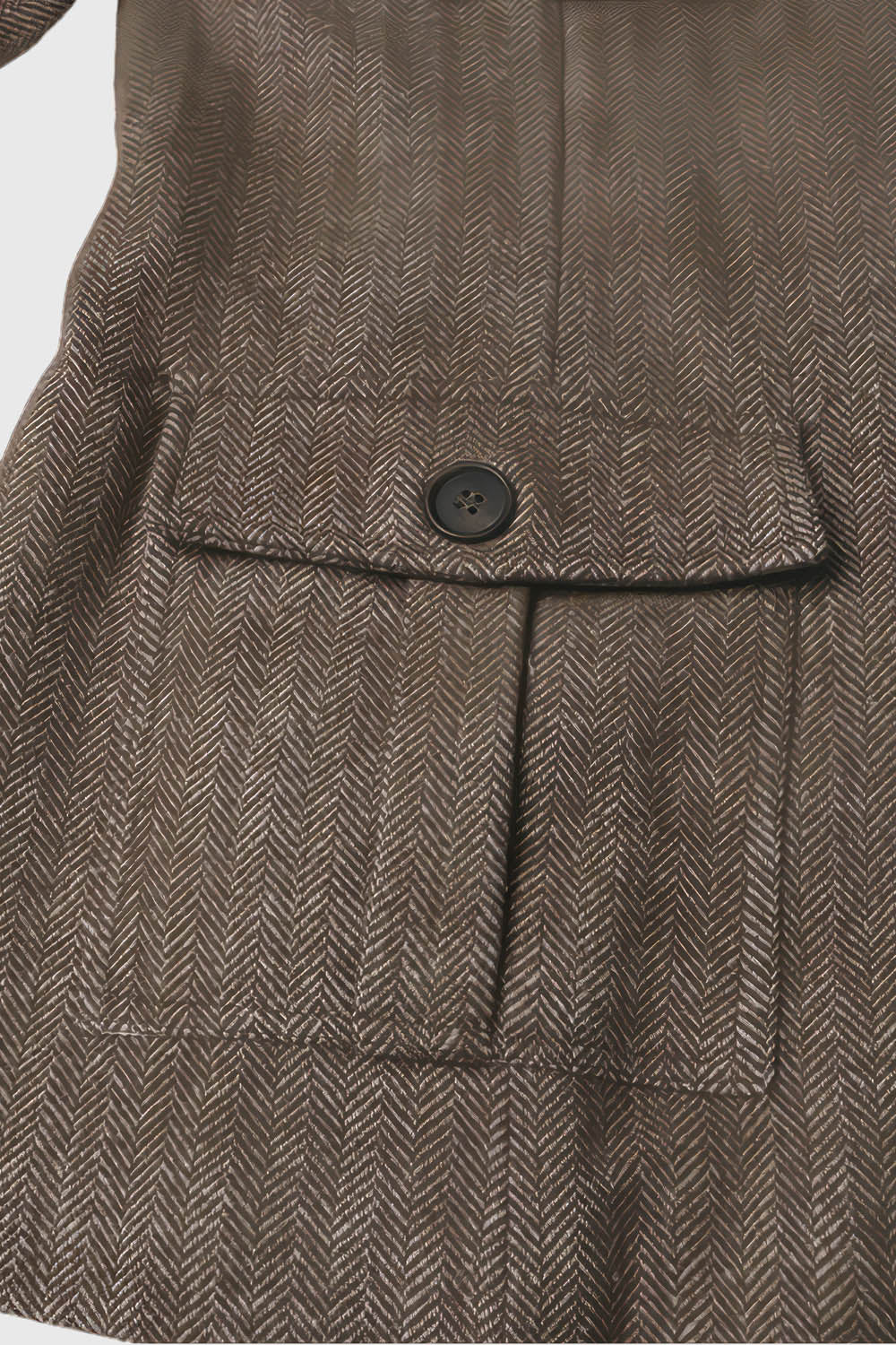 Single Breasted Blazer with Belt - Brown - Image 4
