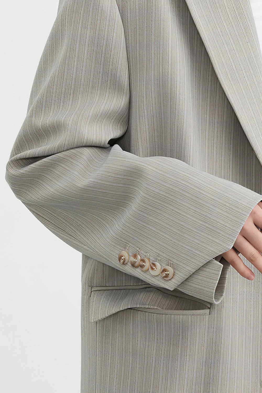 Single Breasted Striped Blazer - Grey - Image 2