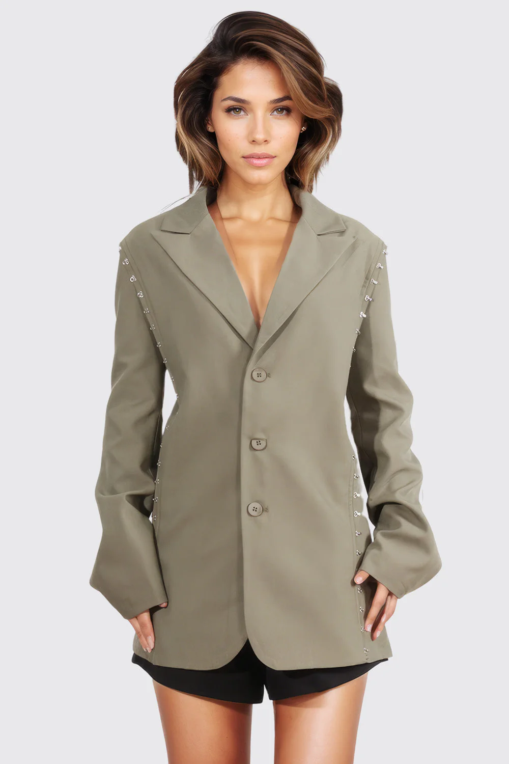 Single Breasted Tailored Blazer - Green - Image 2