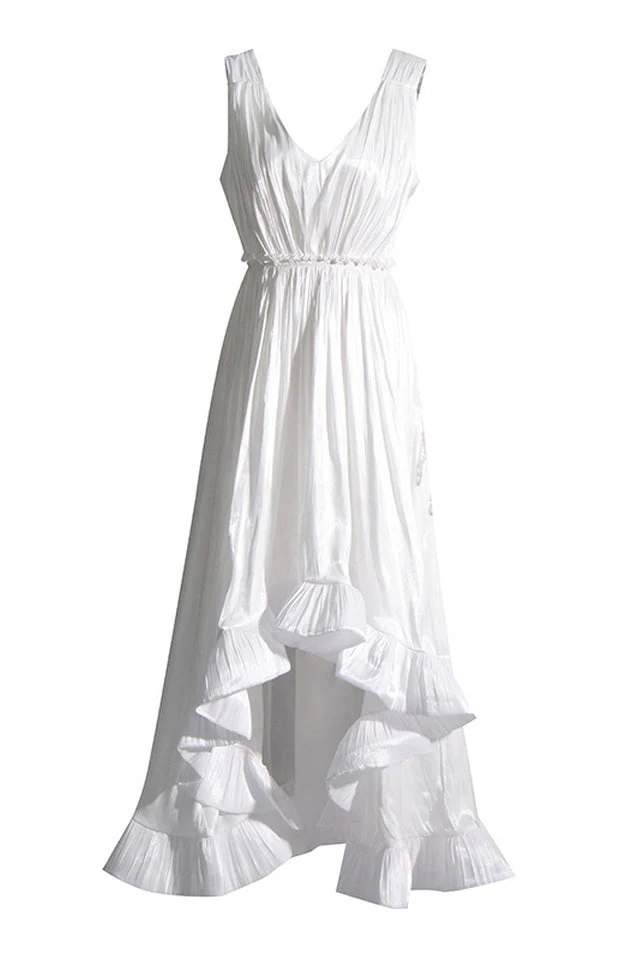 Sleeveless V Nekck Ruffle Dress - Image 3