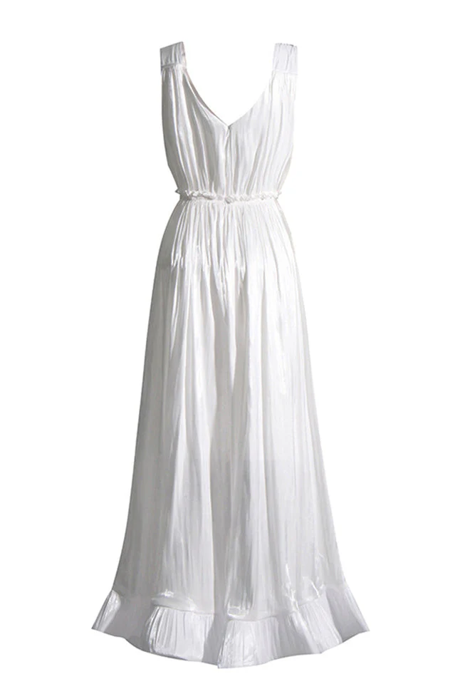Sleeveless V Nekck Ruffle Dress - Image 4