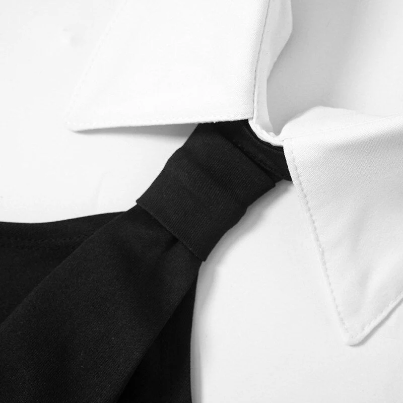 SHUN WHITE Collar SleeveLESS Black Mini Dress - Image 8
