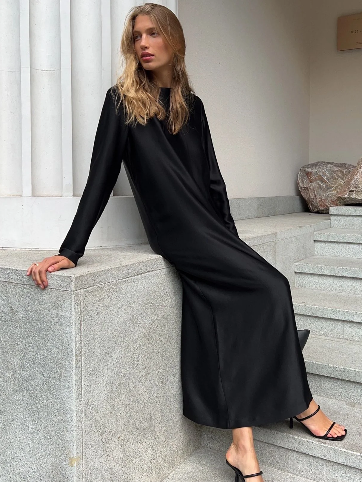 Slit satin maxi dress - Image 2