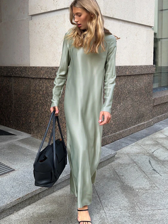 Slit satin maxi dress - Image 8