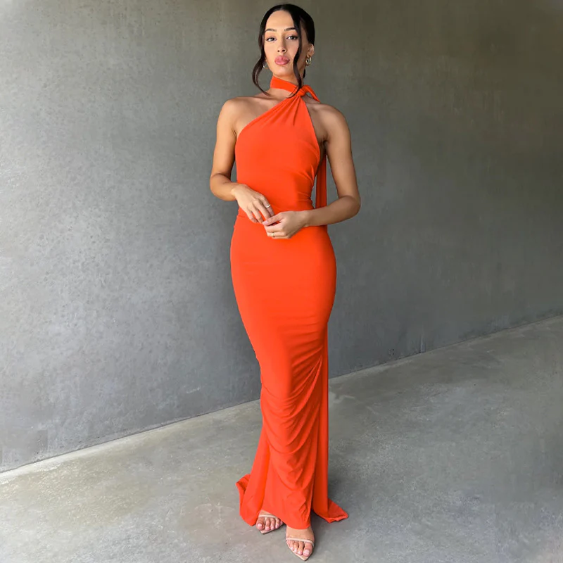 Sloping Neck Midi Tight Wrap Cocktail Dress - Image 13