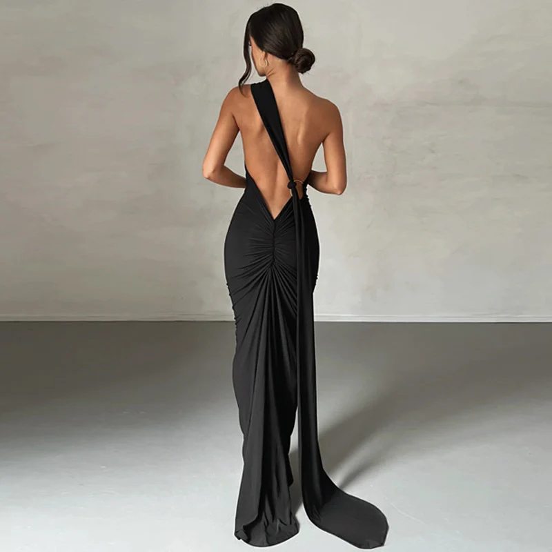 Sloping Neck Midi Tight Wrap Cocktail Dress - Image 2