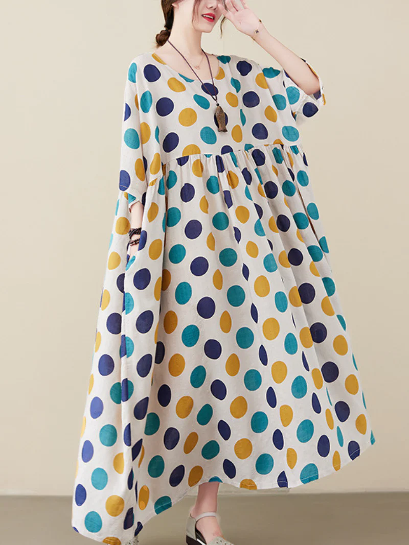 female summer loose short-sleeved large swing Smock dress - Image 2