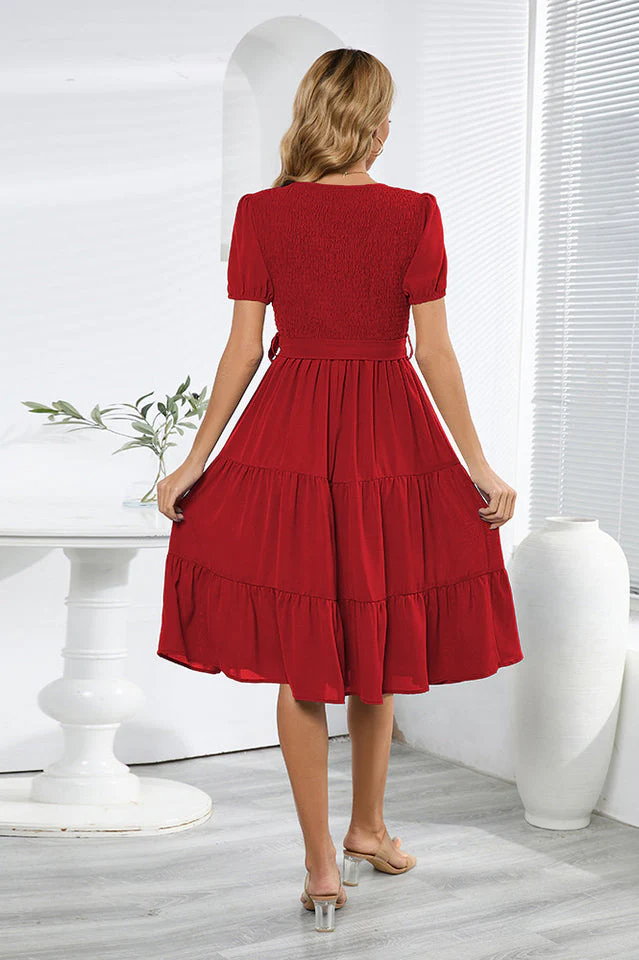 Smocking Tiered Skater Dress - Image 12