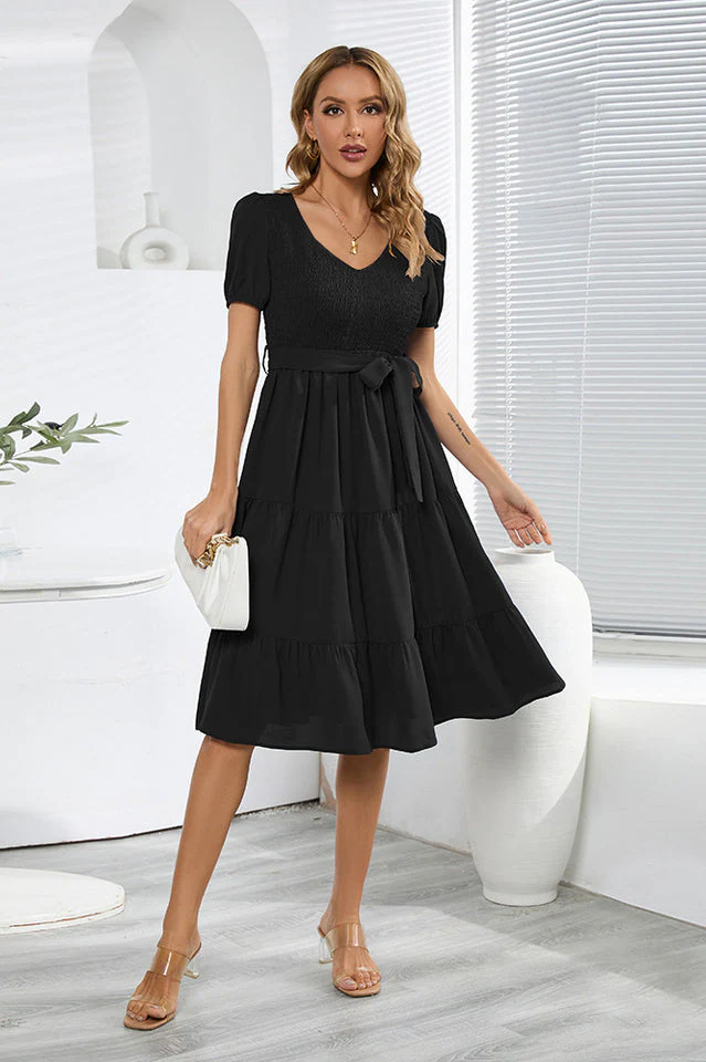 Smocking Tiered Skater Dress - Image 14