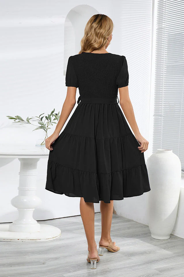 Smocking Tiered Skater Dress - Image 16