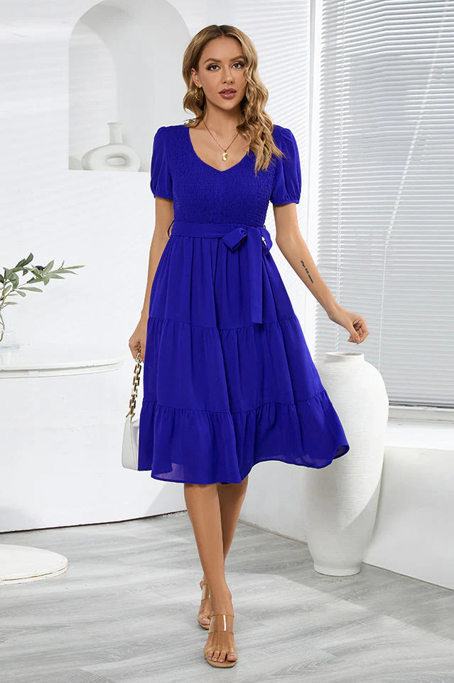 Smocking Tiered Skater Dress - Image 17