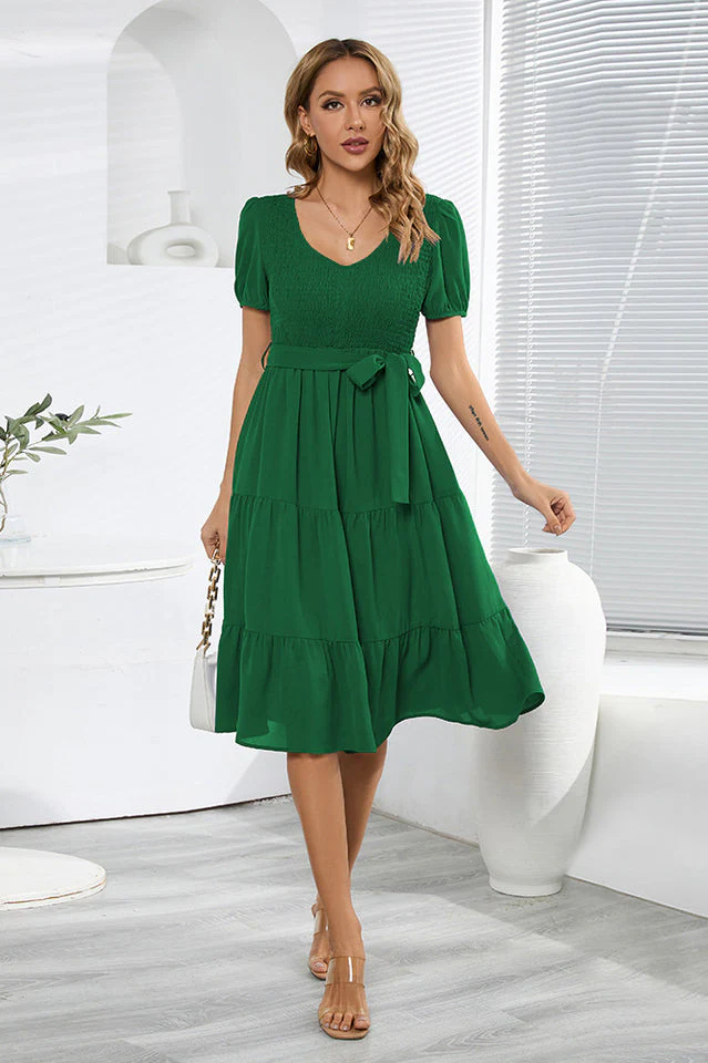 Smocking Tiered Skater Dress - Image 4