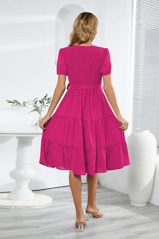 Smocking Tiered Skater Dress - Image 8