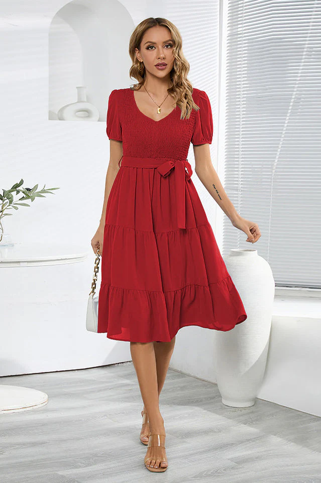 Smocking Tiered Skater Dress - Image 9