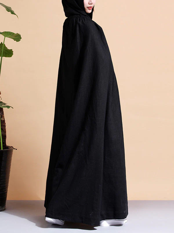 Solid Color Hooded Linen Cape Coat - Image 15