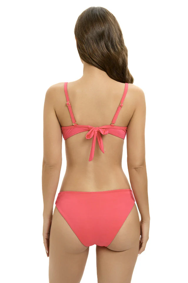 Solid Color Tie Front Bikini Set - Image 5