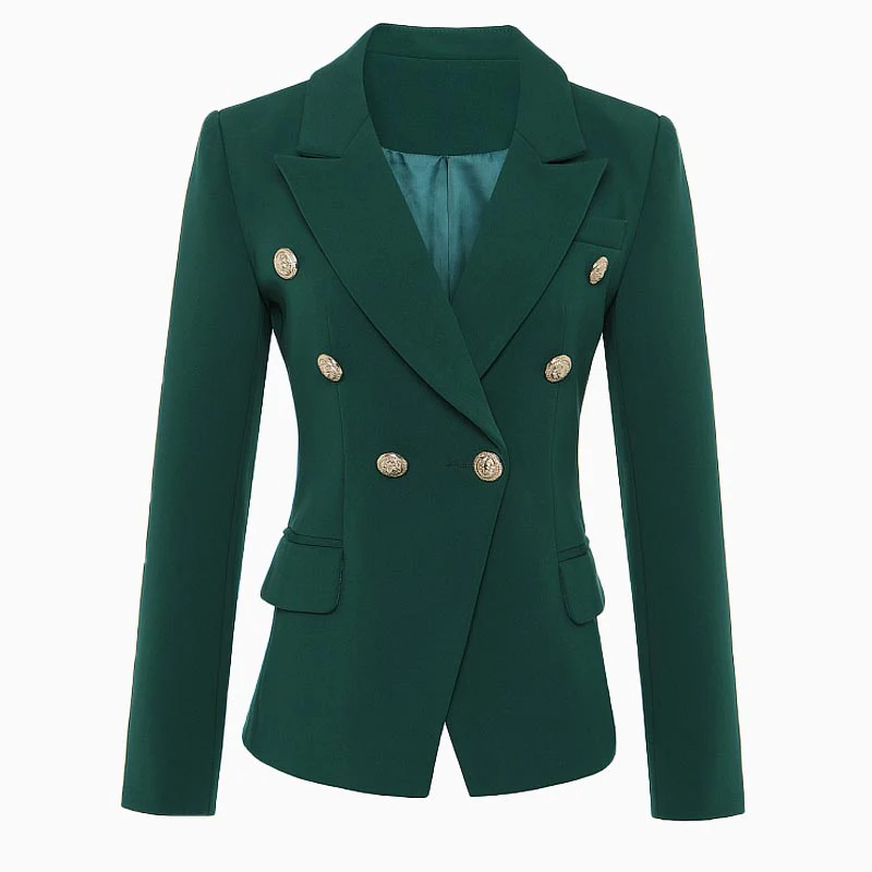 Solid Long Sleeve Double Breasted Peak Lapel Blazer - Rose - Image 3