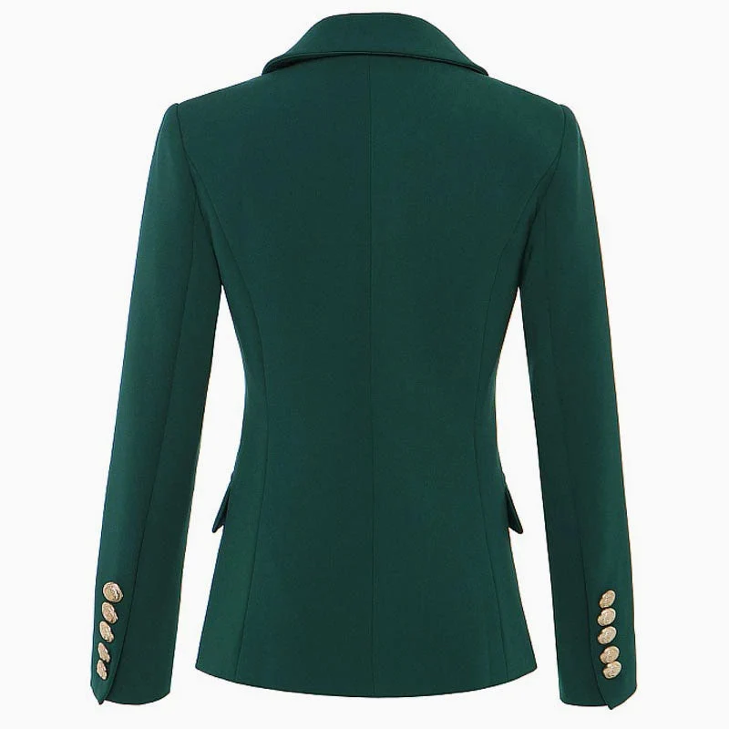 Solid Long Sleeve Double Breasted Peak Lapel Blazer - Rose - Image 4