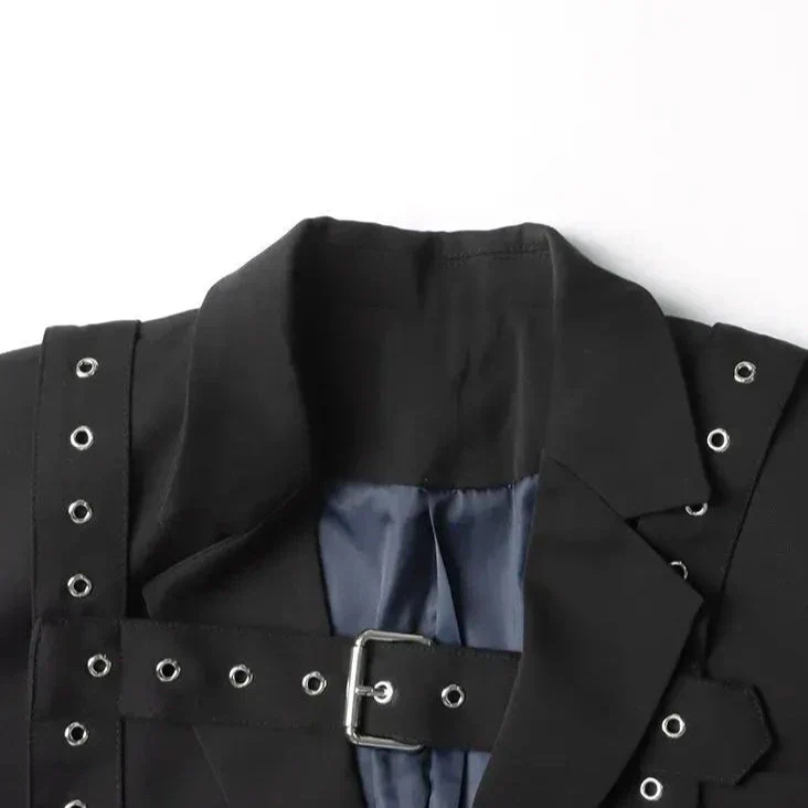 Black STRAPPY Belted Blazer - Image 11