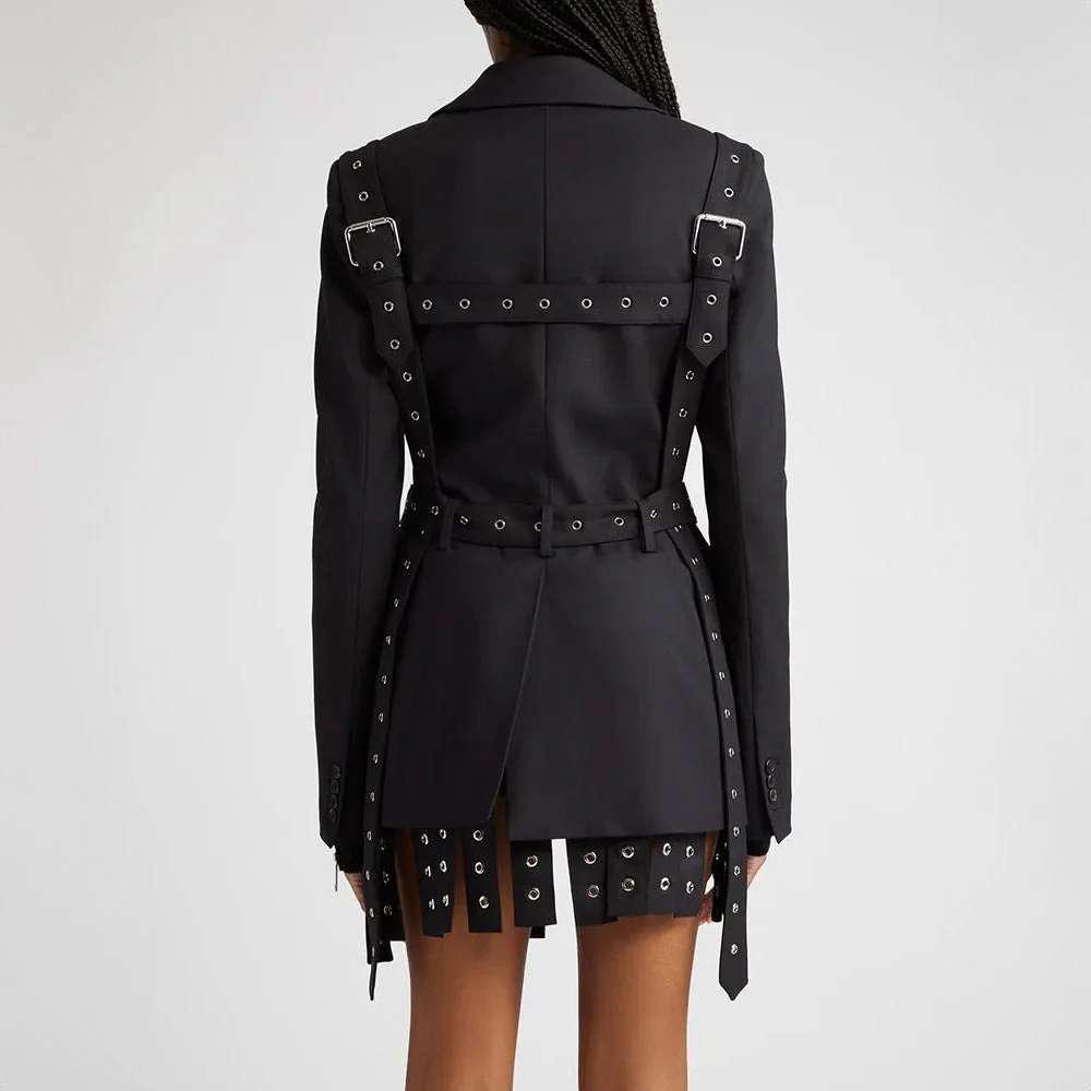 Black STRAPPY Belted Blazer - Image 2