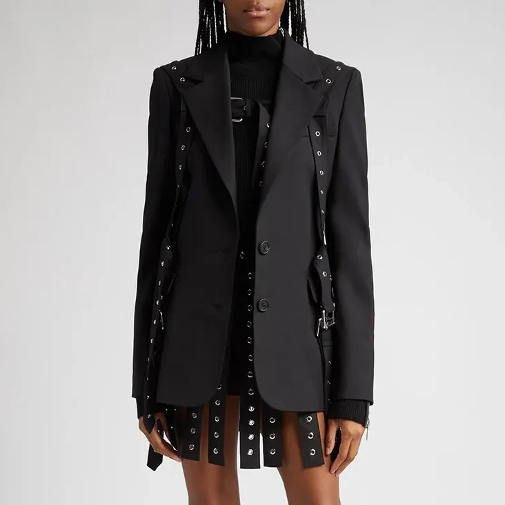 Black STRAPPY Belted Blazer - Image 3