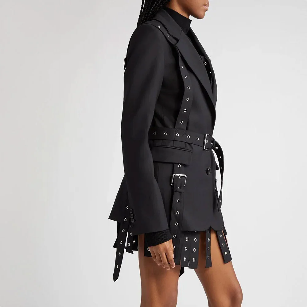 Black STRAPPY Belted Blazer - Image 4