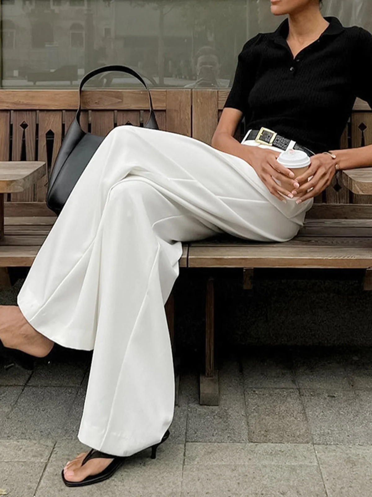 Solid Wide Leg Pants - Image 3