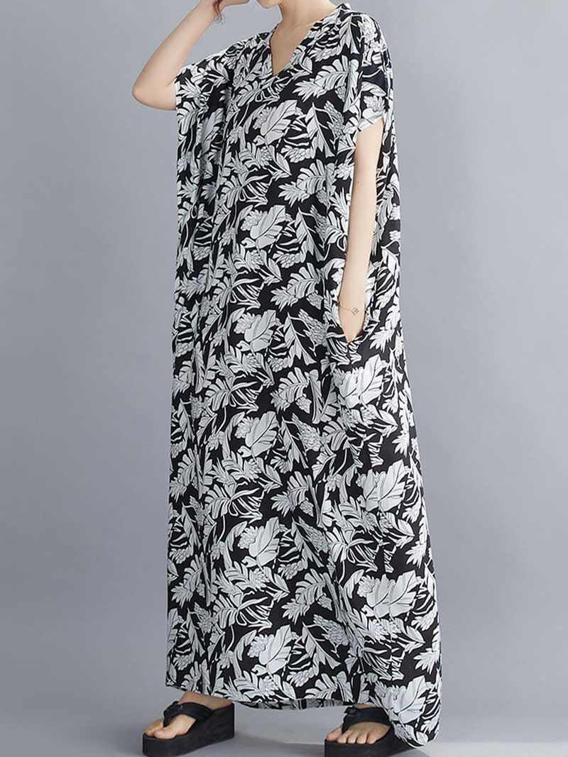Someone Believe you Leaf Printed Kaftan Dress - Image 3