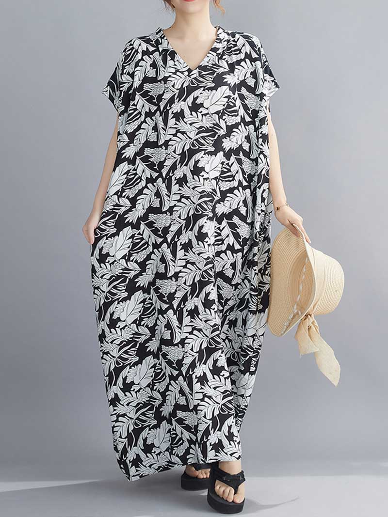 Someone Believe you Leaf Printed Kaftan Dress - Image 4
