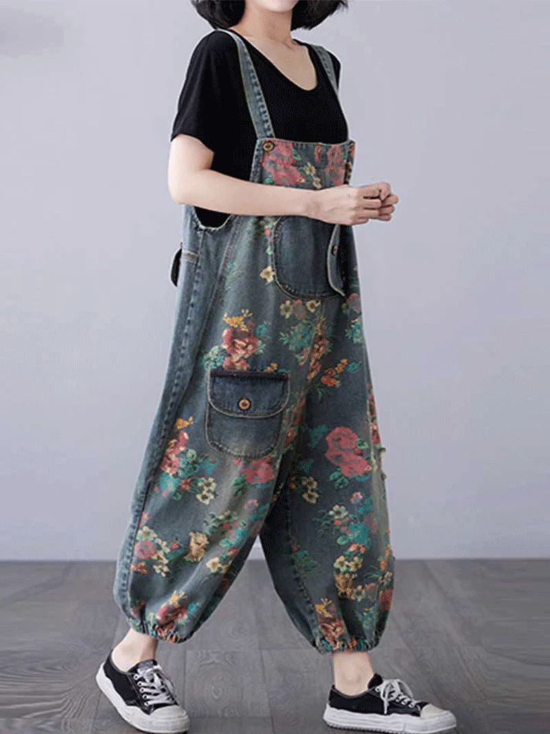 Sound Of Heartbeat Denim Printed Overalls Dungarees - Image 2