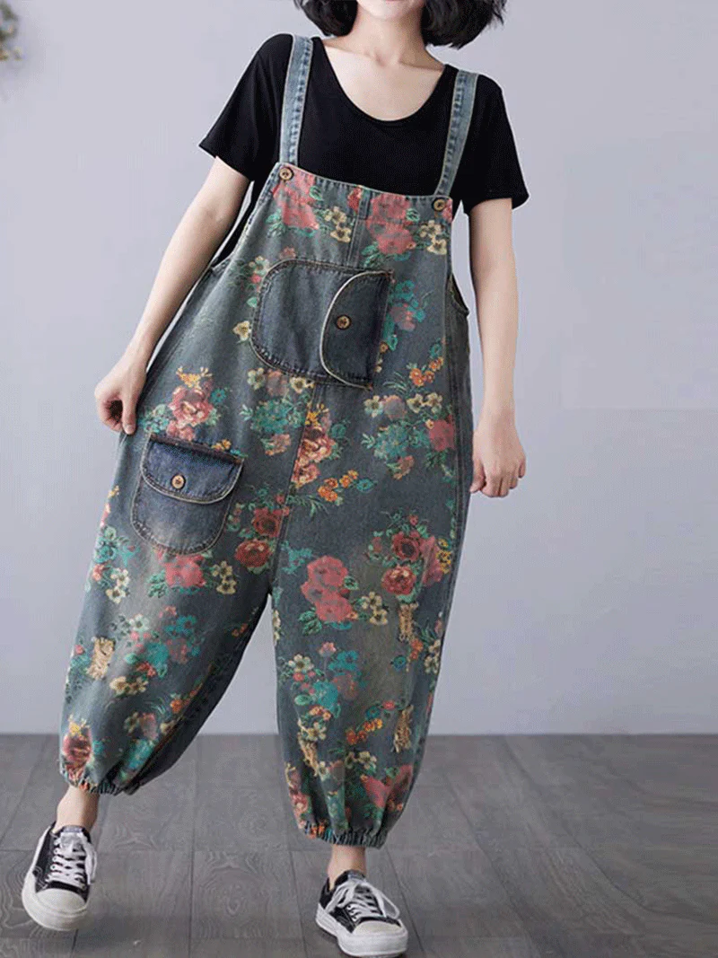 Sound Of Heartbeat Denim Printed Overalls Dungarees - Image 3