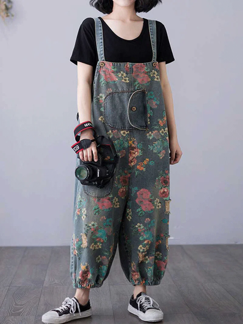 Sound Of Heartbeat Denim Printed Overalls Dungarees - Image 4