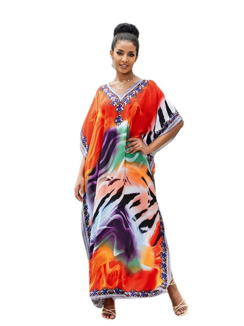 Sound Of Love Rayon Multicolor Kaftan Dress - Image 4