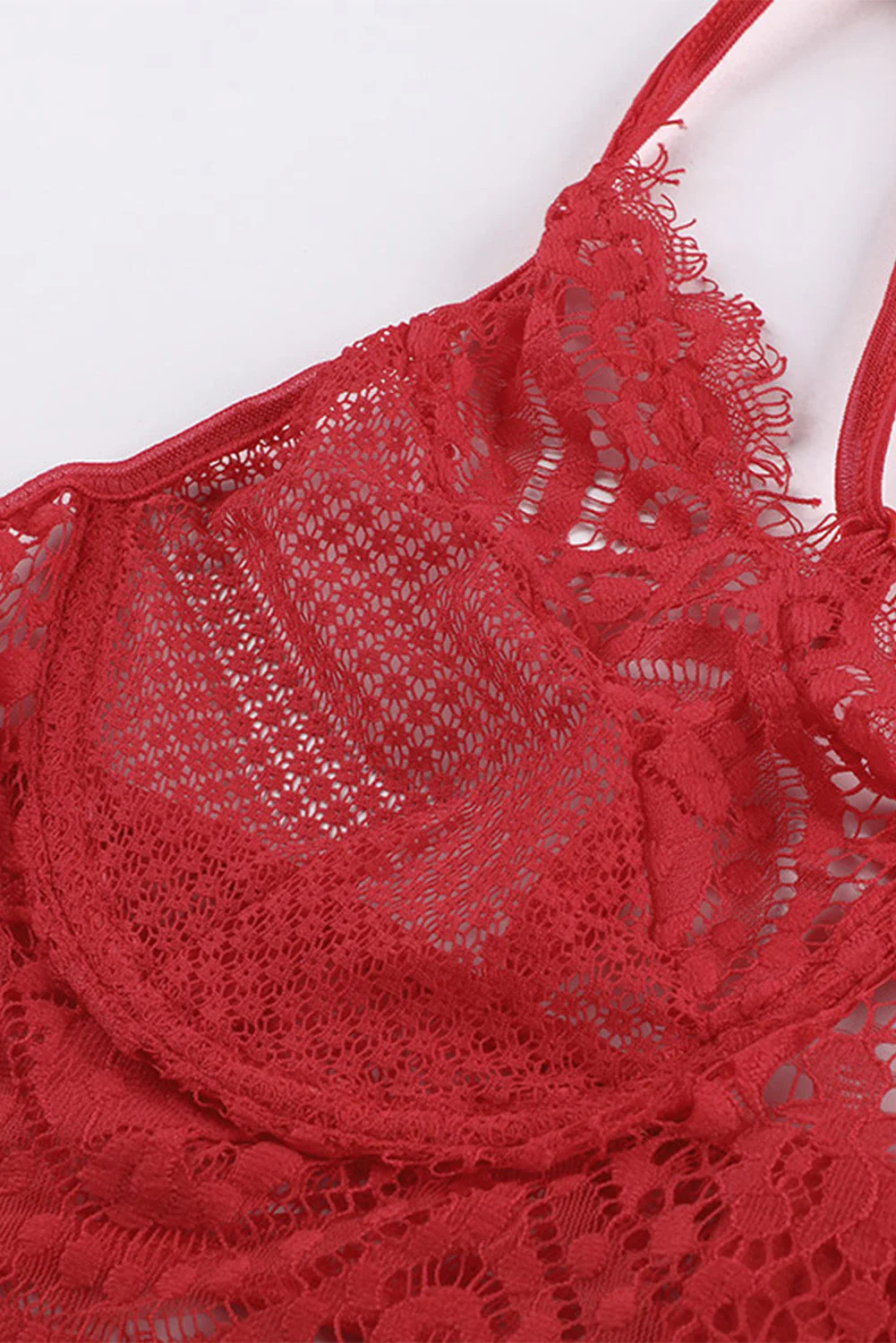 Spaghetti Strap Eyelash Lace Bra Set - Image 11